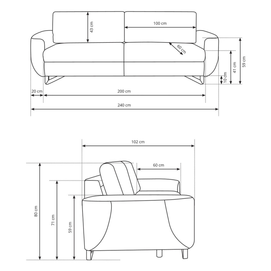 Trzyosobowa sofa AVESTA w kolorze niebieskim