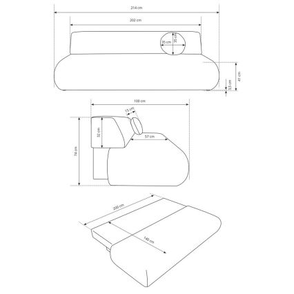 Trzyosobowa sofa rozkładana PRATO z pojemnikiem, beżowa