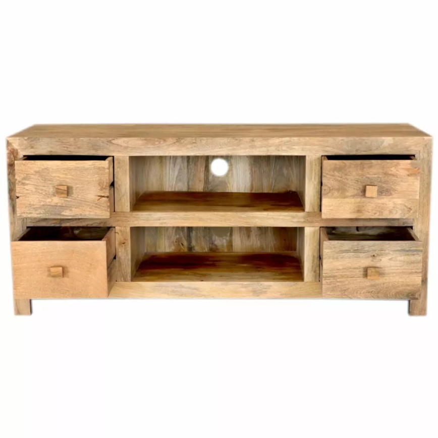 TV Stół HINA 60x140 cm lite drewno/drzewo magowe