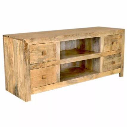 TV Stół HINA 60x140 cm lite drewno/drzewo magowe