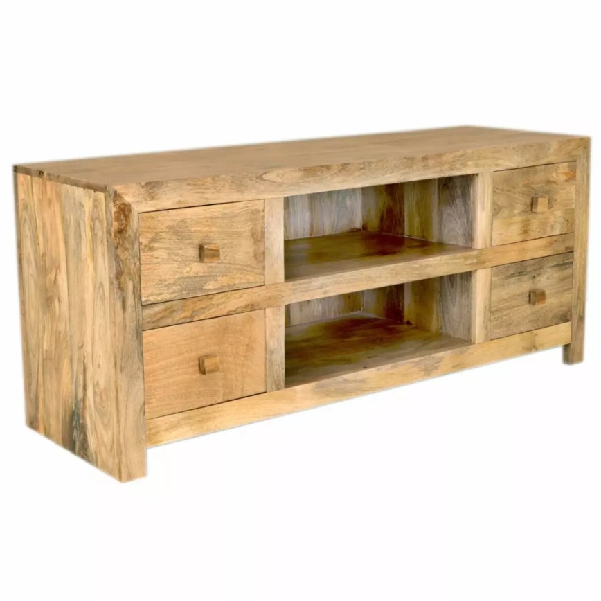 TV Stół HINA 60x140 cm lite drewno/drzewo magowe