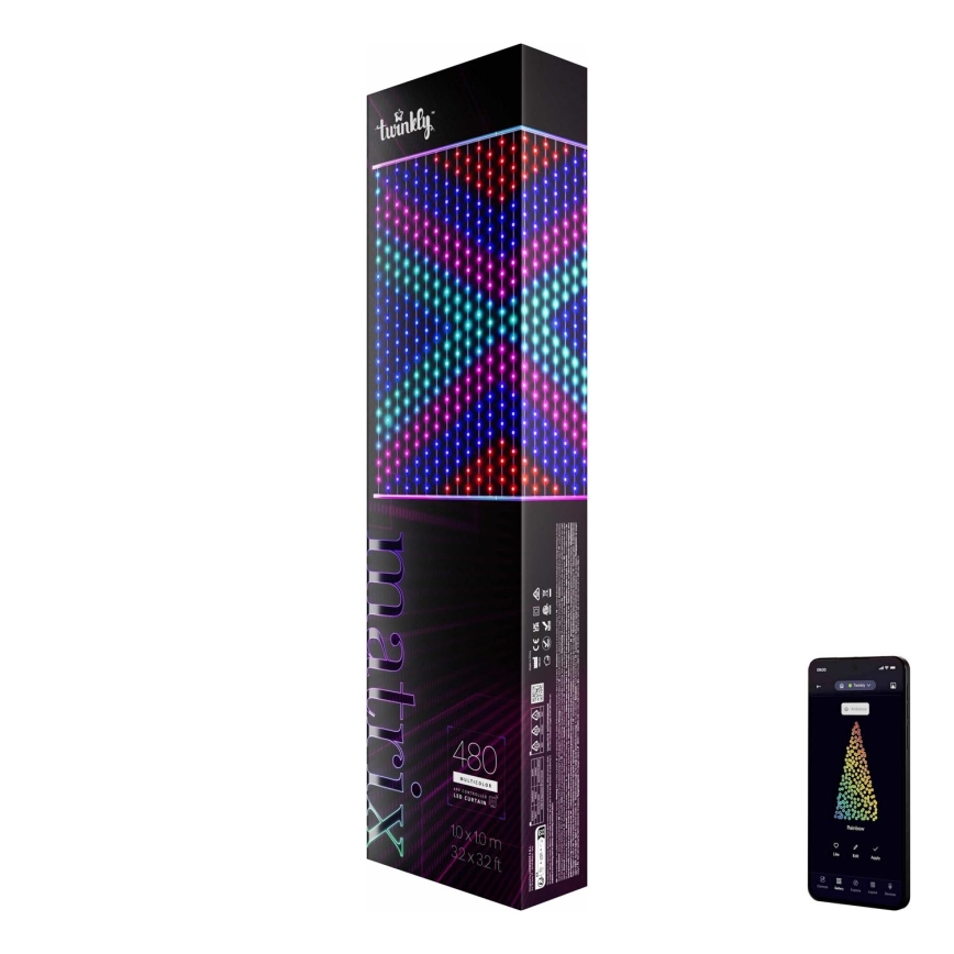 Twinkly - LED RGB Ściemnialna świąteczna zasłona MATRIX 480xLED 1x1 m Wi-Fi