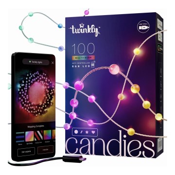 Twinkly - LED RGB Ściemnialny łańcuch bożonarodzeniowy CANDIES 100xLED 8 m USB Wi-Fi