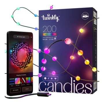 Twinkly - LED RGB Ściemnialny łańcuch bożonarodzeniowy CANDIES 200xLED 14 m USB Wi-Fi