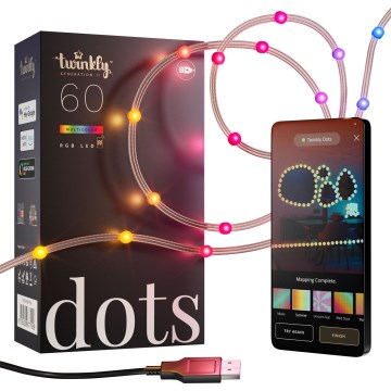 Twinkly - LED RGB ściemnialny łańcuch DOTS 60 diod LED 7 m USB Wi-Fi