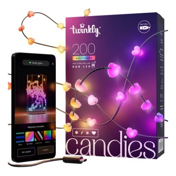 Twinkly - LED RGB ściemnialny łańcuch świąteczny CANDIES 200xLED 14 m USB Wi-Fi