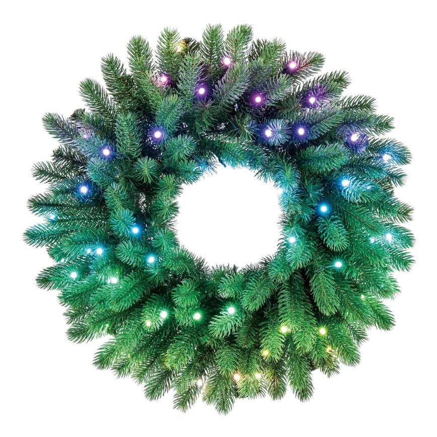 Twinkly - LED RGB Ściemnialny wieniec bożonarodzeniowy PRE-LIT WREATH 50xLED śr. 61cm Wi-Fi