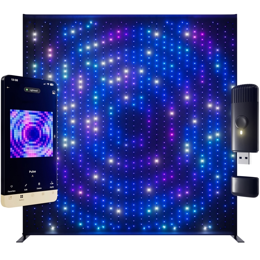 Twinkly - LED RGBW ściemnialna zewnętrzna świąteczna kurtyna LIGHTWALL 1120xLED 2,6x2,7 m IP44 Wi-Fi + dongle muzyczny