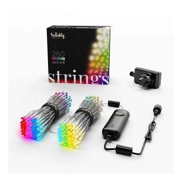 Twinkly - LED RGBW Ściemnialny zewnętrzny łańcuch bożonarodzeniowy STRINGS 250xLED 23,5m IP44 Wi-Fi