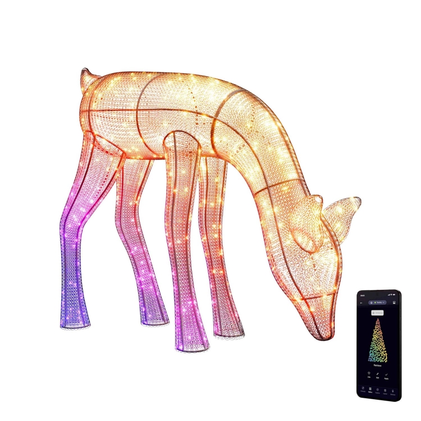 Twinkly - LED RGBW Ściemnialny zewnętrzny świąteczny renifer REINGEERS 160xLED IP44 Wi-Fi