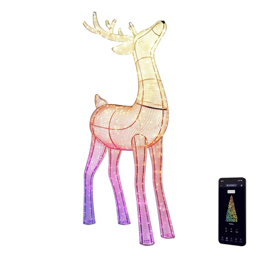 Twinkly - LED RGBW Ściemnialny zewnętrzny świąteczny renifer REINGEERS 240xLED IP44 Wi-Fi