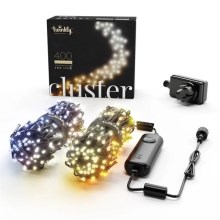 Twinkly - LED Ściemnialny zewnętrzny łańcuch bożonarodzeniowy CLUSTER 400xLED 9,5m IP44 Wi-Fi