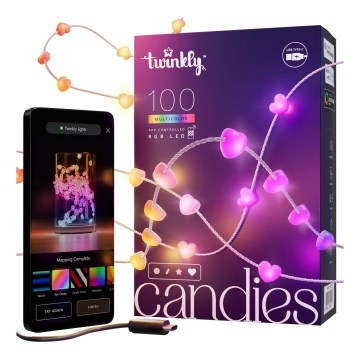 Twinkly - ściemnialny łańcuch LED RGB CANDIES, 100 diod LED, 8 m, USB, Wi-Fi