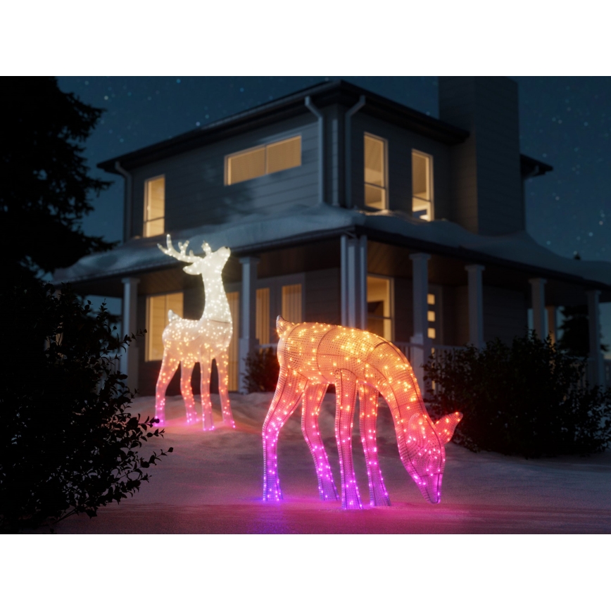 Twinkly - LED RGBW Ściemnialny zewnętrzny świąteczny renifer REINGEERS 160xLED IP44 Wi-Fi