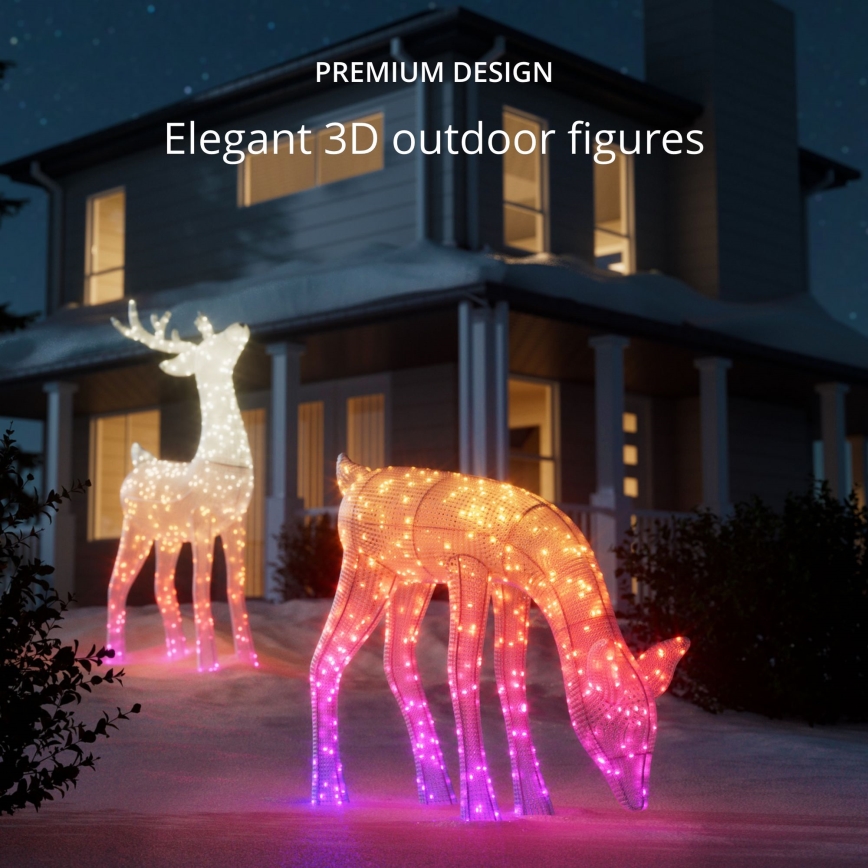 Twinkly - LED RGBW Ściemnialny zewnętrzny świąteczny renifer REINGEERS 160xLED IP44 Wi-Fi