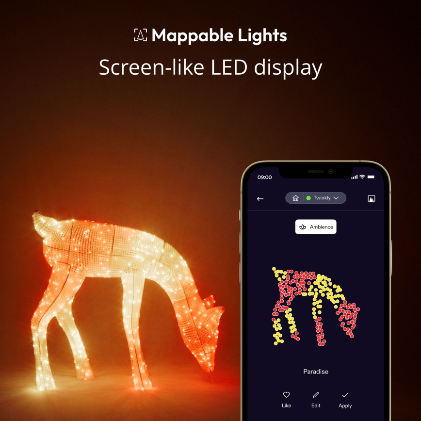 Twinkly - LED RGBW Ściemnialny zewnętrzny świąteczny renifer REINGEERS 160xLED IP44 Wi-Fi