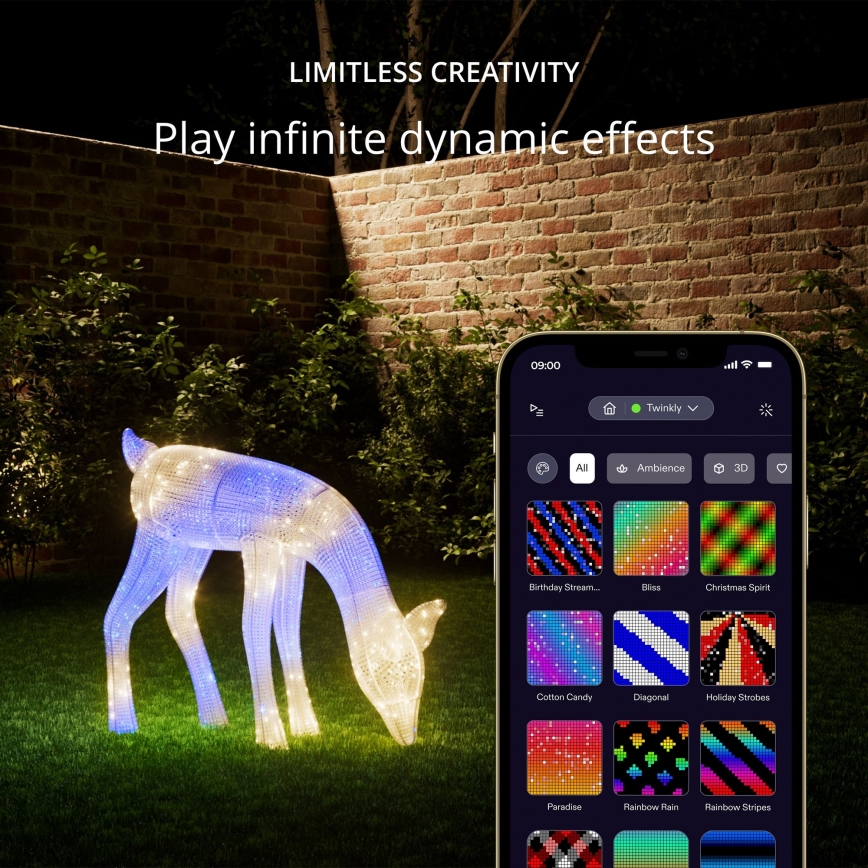 Twinkly - LED RGBW Ściemnialny zewnętrzny świąteczny renifer REINGEERS 160xLED IP44 Wi-Fi