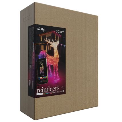 Twinkly - LED RGBW Ściemnialny zewnętrzny świąteczny renifer REINGEERS 240xLED IP44 Wi-Fi