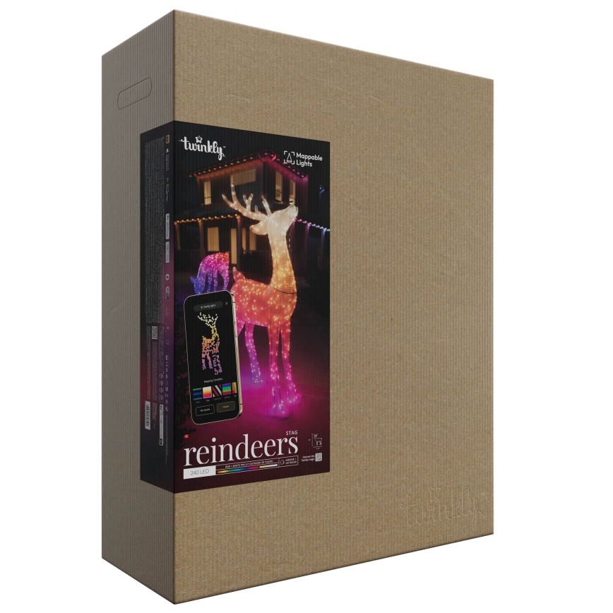 Twinkly - LED RGBW Ściemnialny zewnętrzny świąteczny renifer REINGEERS 240xLED IP44 Wi-Fi