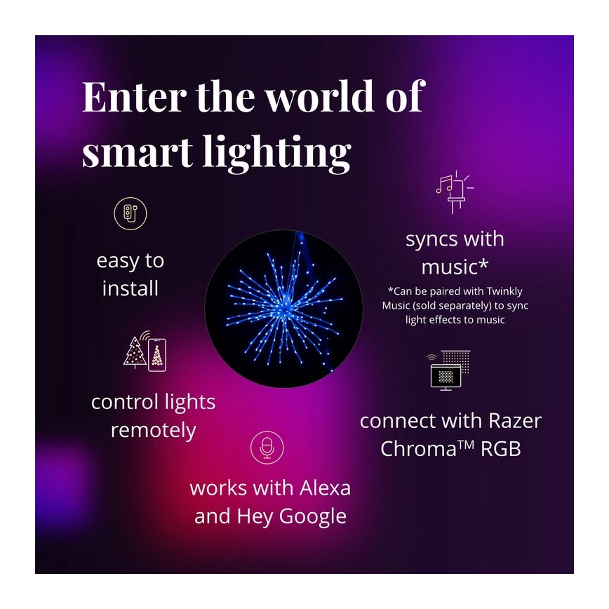 Twinkly - LED RGB Ściemnialna zewnętrzna poinsecja SPRITZER 200xLED IP44 Wi-Fi