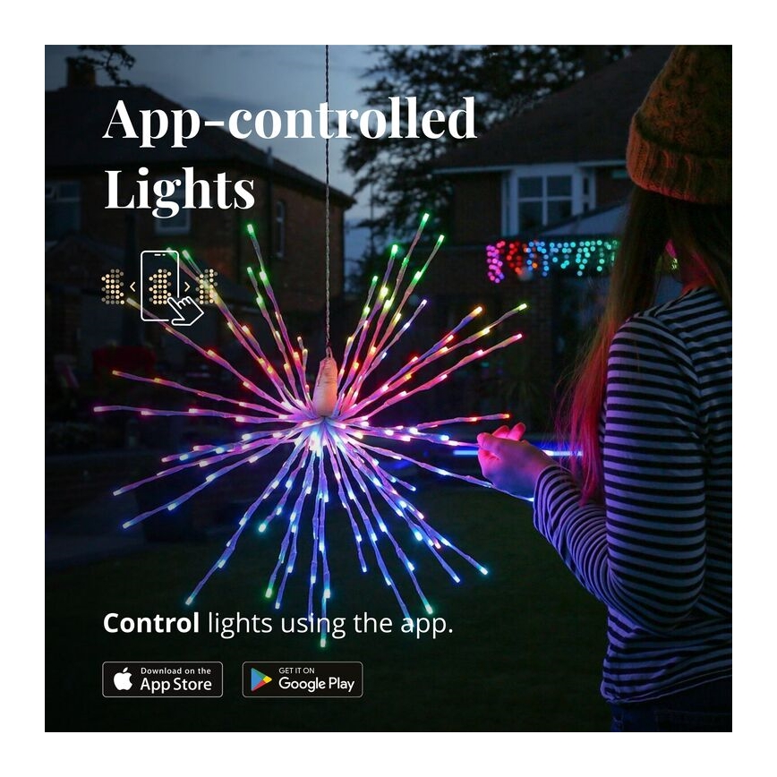 Twinkly - LED RGB Ściemnialna zewnętrzna poinsecja SPRITZER 200xLED IP44 Wi-Fi