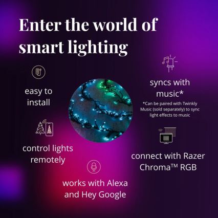 Twinkly - LED RGBW Ściemnialny zewnętrzny Łańcuch świąteczny CLUSTER 400xLED 9,5m IP44 Wi-Fi