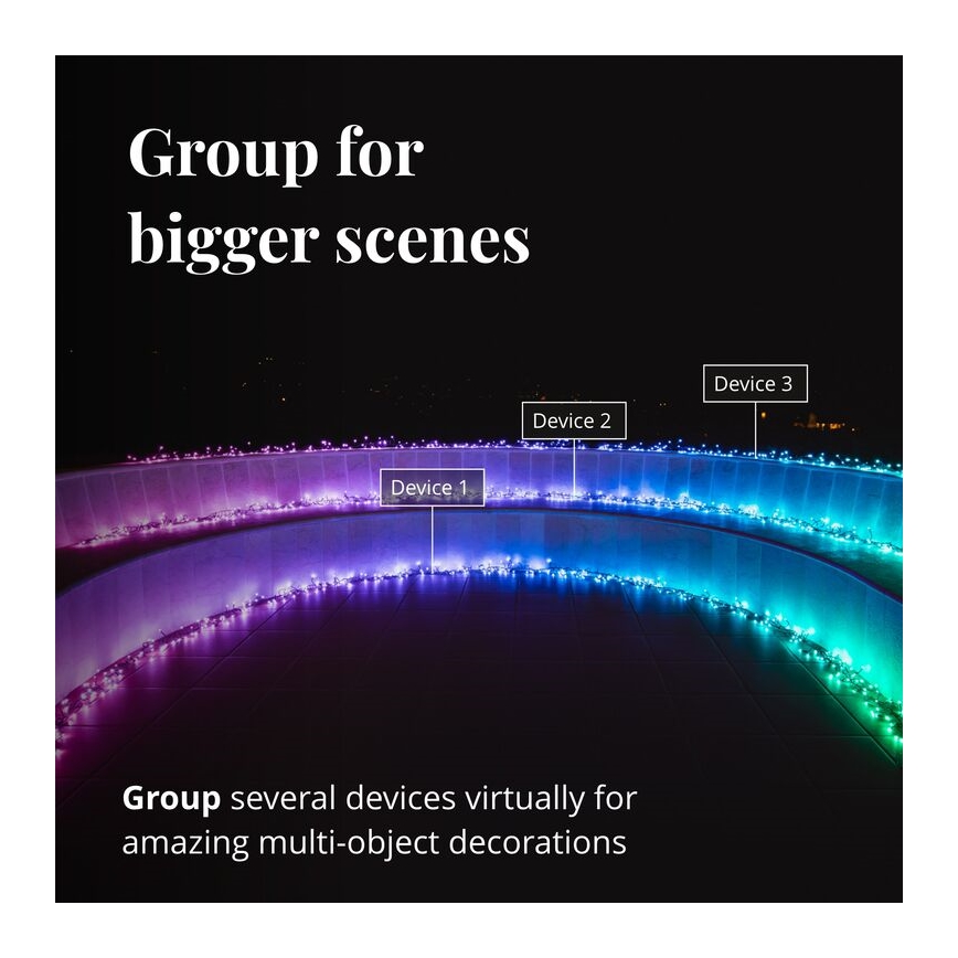 Twinkly - LED RGBW Ściemnialny zewnętrzny Łańcuch świąteczny CLUSTER 400xLED 9,5m IP44 Wi-Fi