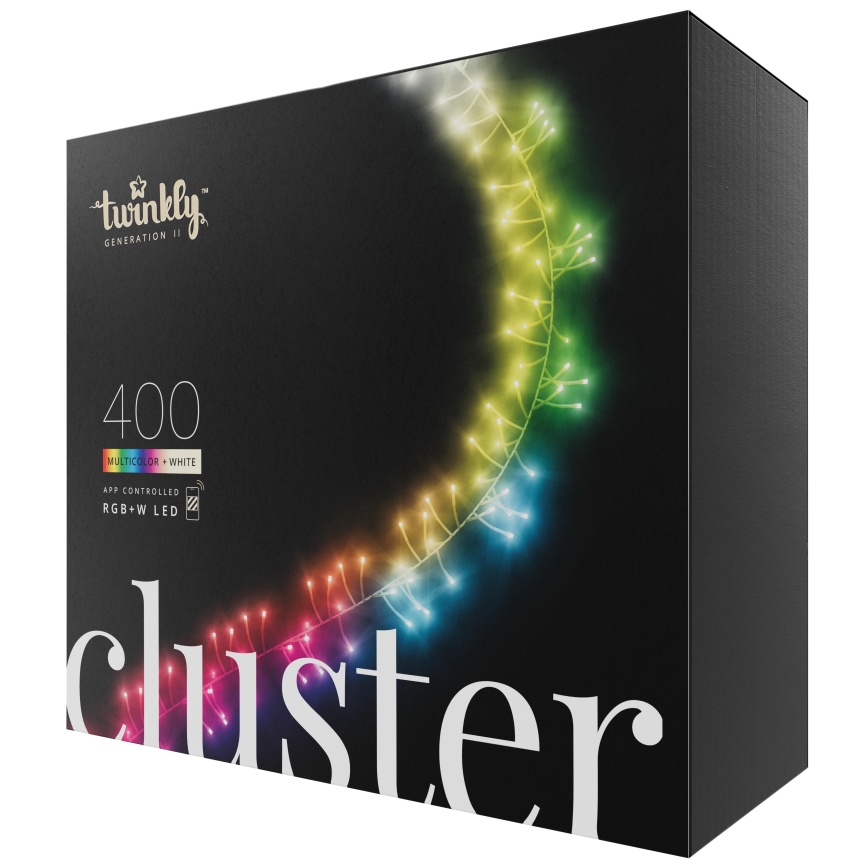 Twinkly - LED RGBW Ściemnialny zewnętrzny Łańcuch świąteczny CLUSTER 400xLED 9,5m IP44 Wi-Fi
