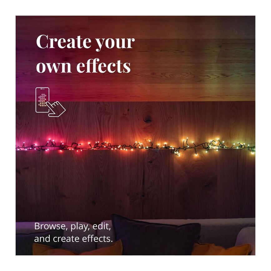 Twinkly - LED RGB Ściemnialny zewnętrzny łańcuch bożonarodzeniowy CLUSTER 400xLED 9,5m IP44 Wi-Fi