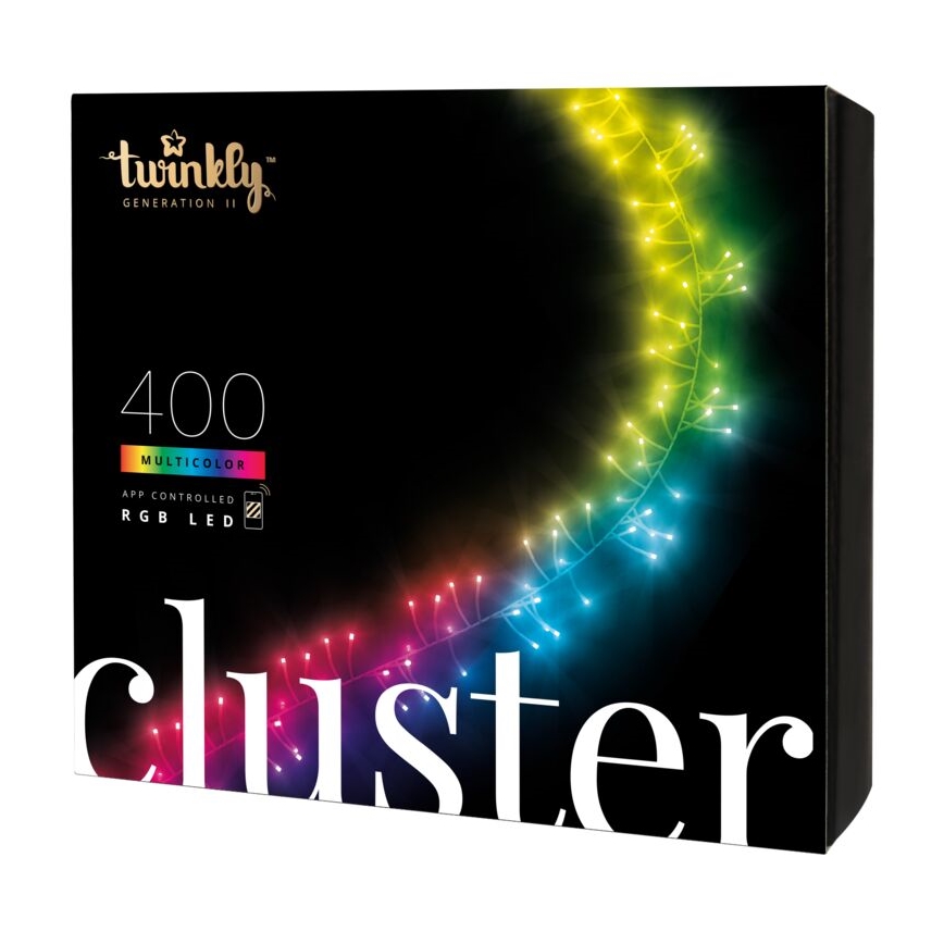 Twinkly - LED RGB Ściemnialny zewnętrzny łańcuch bożonarodzeniowy CLUSTER 400xLED 9,5m IP44 Wi-Fi