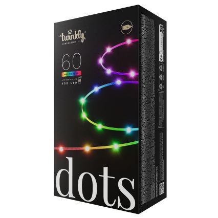 Twinkly - LED RGB ściemnialny łańcuch świąteczny DOTS 60 diod LED 7 m USB Wi-Fi