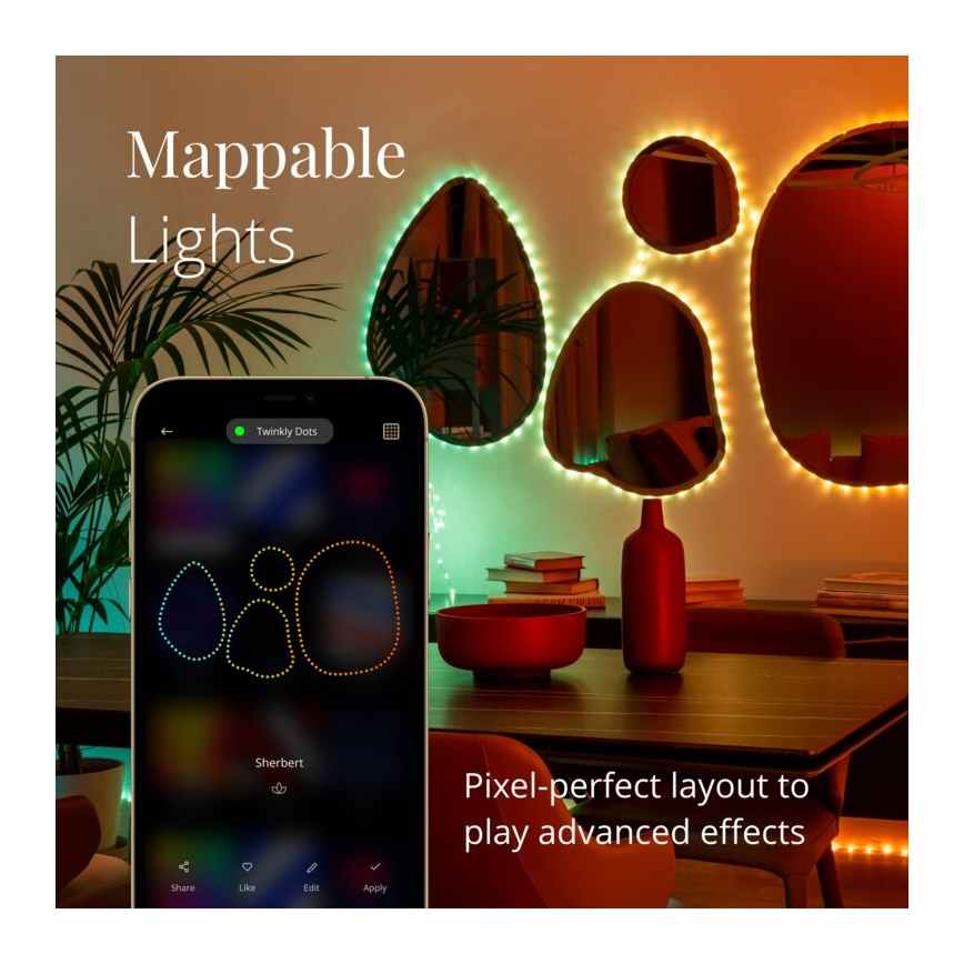 Twinkly - LED RGB zewnętrzna taśma ściemnialna DOTS 400xLED 20 m IP44 Wi-Fi