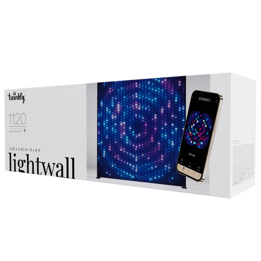Twinkly - LED RGBW ściemnialna zewnętrzna świąteczna kurtyna LIGHTWALL 1120xLED 2,6x2,7 m IP44 Wi-Fi + dongle muzyczny