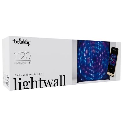 Twinkly - LED RGBW ściemnialna muzyczna zewnętrzna ściana świetlna LIGHTWALL 1120xLED 2,6x2,7 m IP44 Wi-Fi + Music Dongle