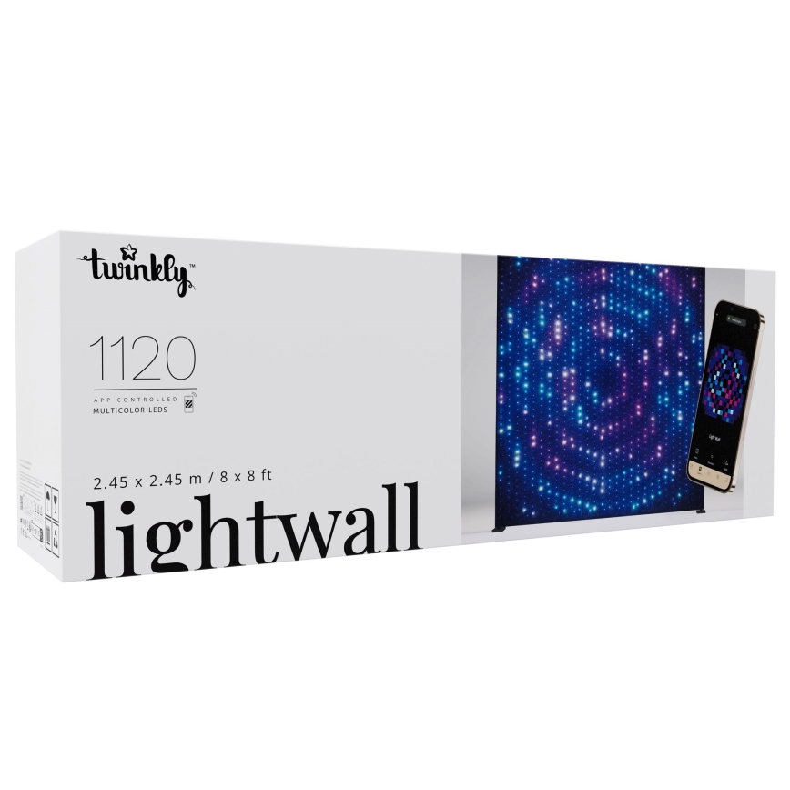Twinkly - LED RGBW ściemnialna muzyczna zewnętrzna ściana świetlna LIGHTWALL 1120xLED 2,6x2,7 m IP44 Wi-Fi + Music Dongle