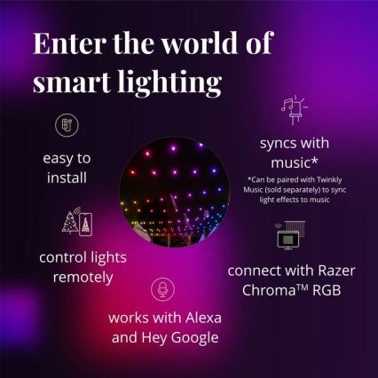 Twinkly - LED RGB Ściemnialny zewnętrzny łańcuch ozdobny FESTOON 20xLED 14m IP44 Wi-Fi