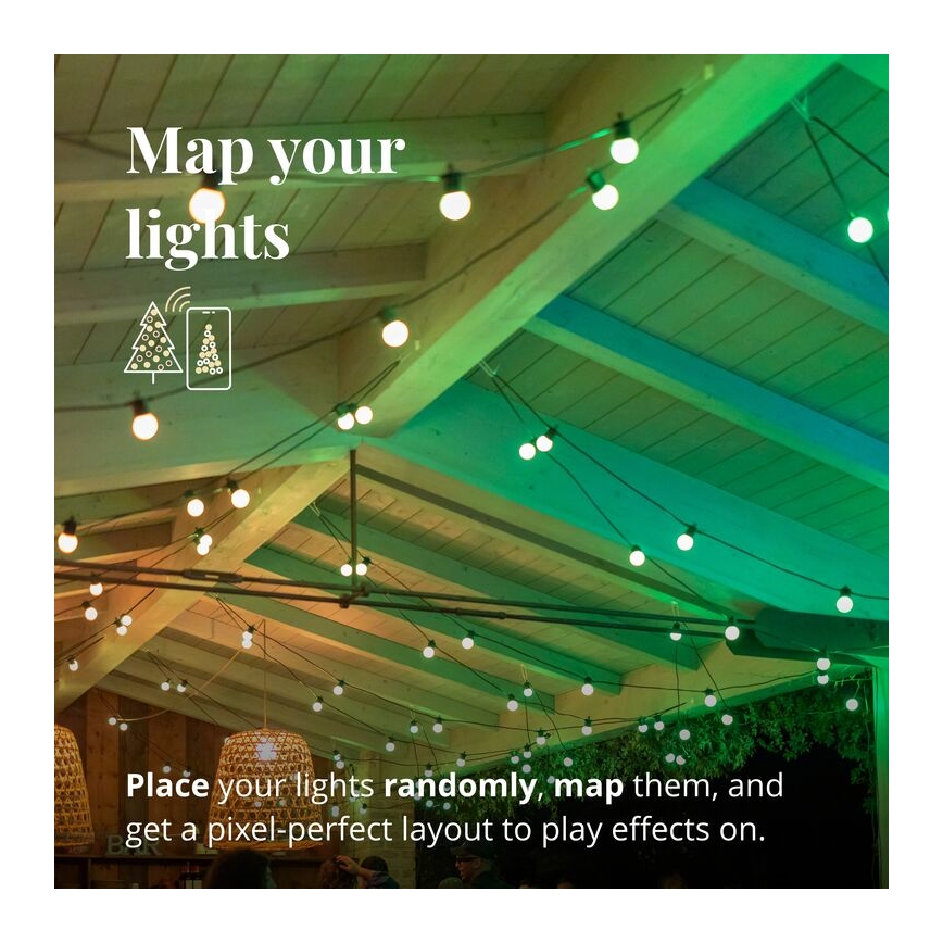 Twinkly - LED RGB Ściemnialny zewnętrzny łańcuch ozdobny FESTOON 20xLED 14m IP44 Wi-Fi
