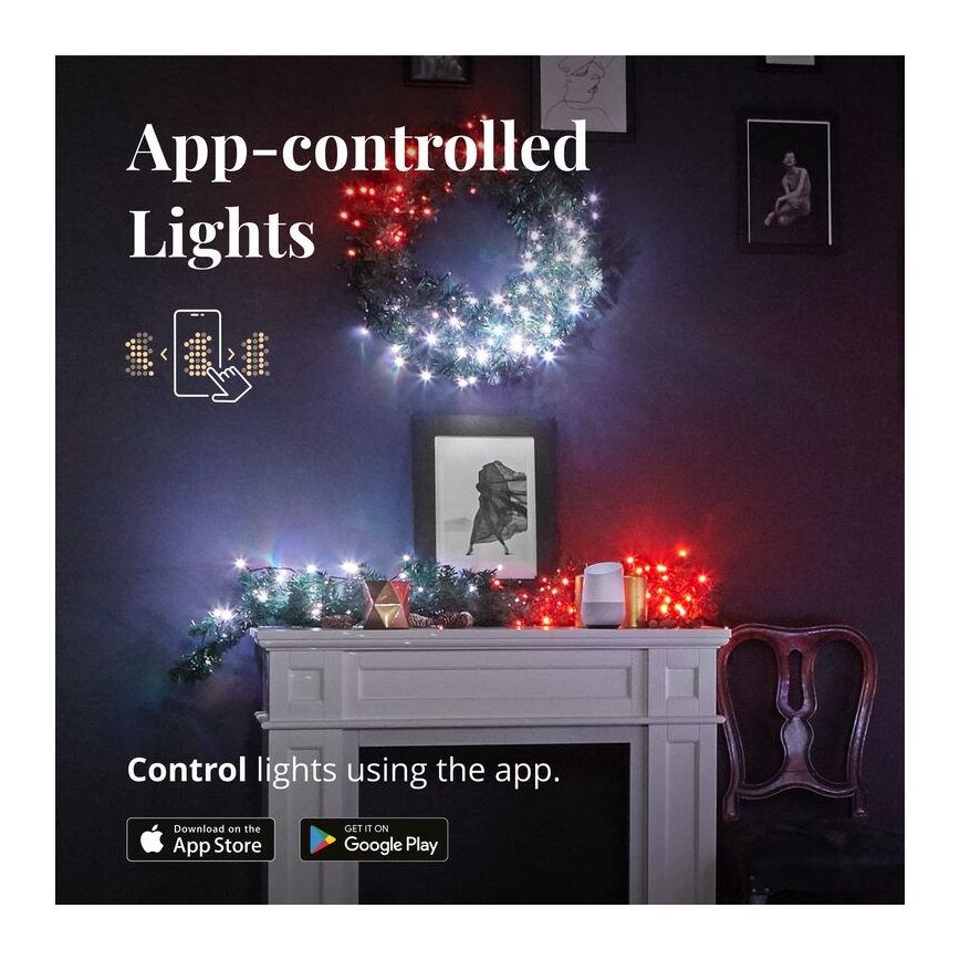 Twinkly - LED RGBW Ściemnialna bożonarodzeniowa dekoracja PRE-LIT GARLAND 50xLED 3,15 m Wi-Fi