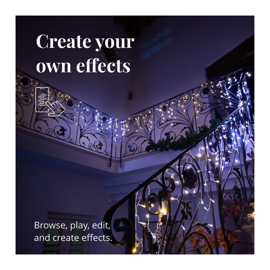 Twinkly - LED Ściemnialna zewnętrzna kurtyna bożonarodzeniowa ICICLE 190xLED 11,5m IP44 Wi-Fi