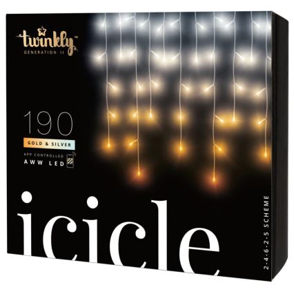 Twinkly - LED Ściemnialna zewnętrzna kurtyna bożonarodzeniowa ICICLE 190xLED 11,5m IP44 Wi-Fi