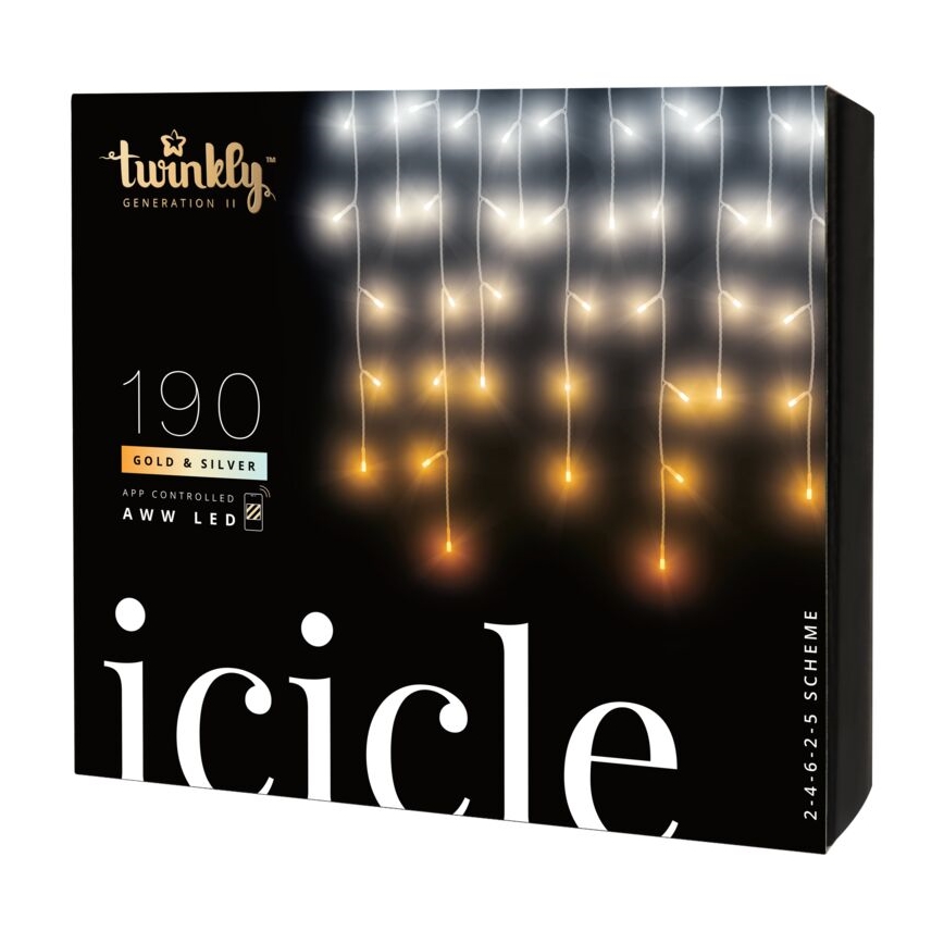 Twinkly - LED Ściemnialna zewnętrzna kurtyna bożonarodzeniowa ICICLE 190xLED 11,5m IP44 Wi-Fi