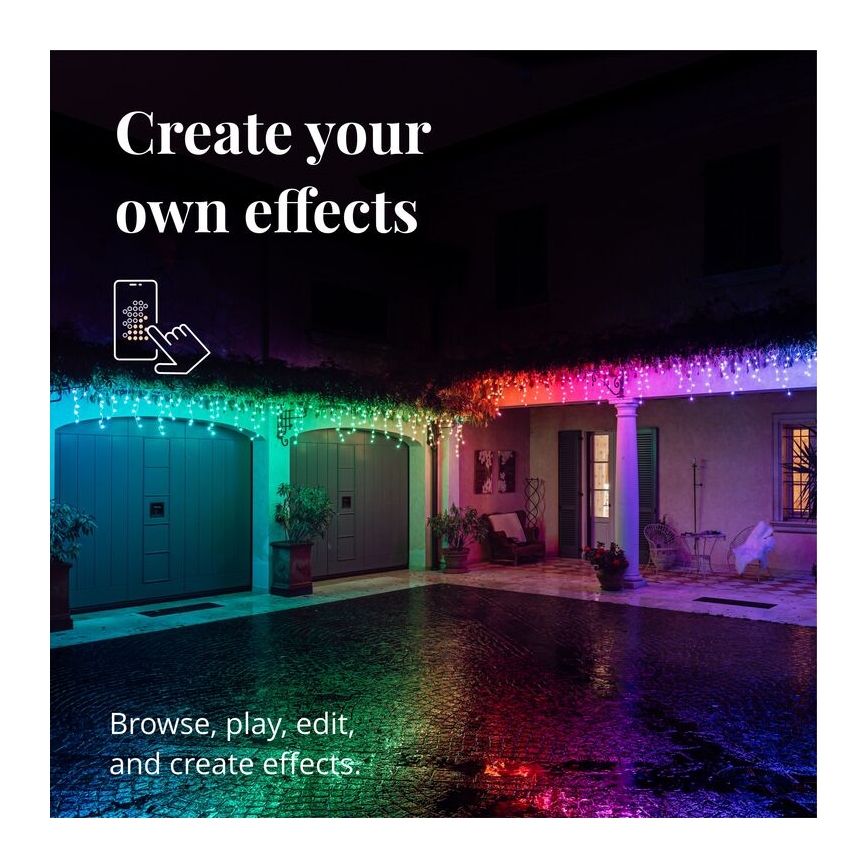 Twinkly - LED RGBW Ściemnialna zewnętrzna kurtyna bożonarodzeniowa ICICLE 190xLED 11,5m IP44 Wi-Fi