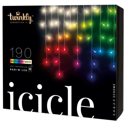 Twinkly - LED RGBW Ściemnialna zewnętrzna kurtyna bożonarodzeniowa ICICLE 190xLED 11,5m IP44 Wi-Fi