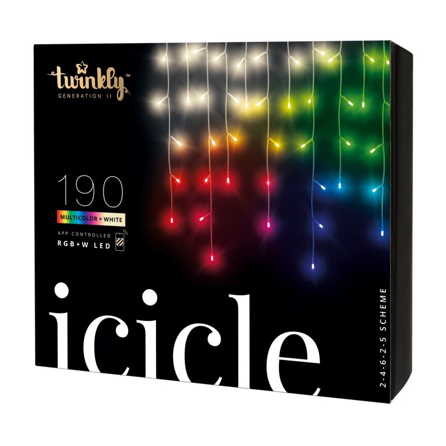 Twinkly - LED RGBW Ściemnialna zewnętrzna kurtyna bożonarodzeniowa ICICLE 190xLED 11,5m IP44 Wi-Fi