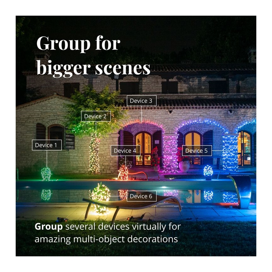 Twinkly - Zewnętrzny ściemnialny świetlny kurtyna LED RGBW ICICLE 190xLED 11,5m IP44 Wi-Fi