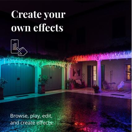 Twinkly - Zewnętrzny ściemnialny świetlny kurtyna LED RGBW ICICLE 190xLED 11,5m IP44 Wi-Fi