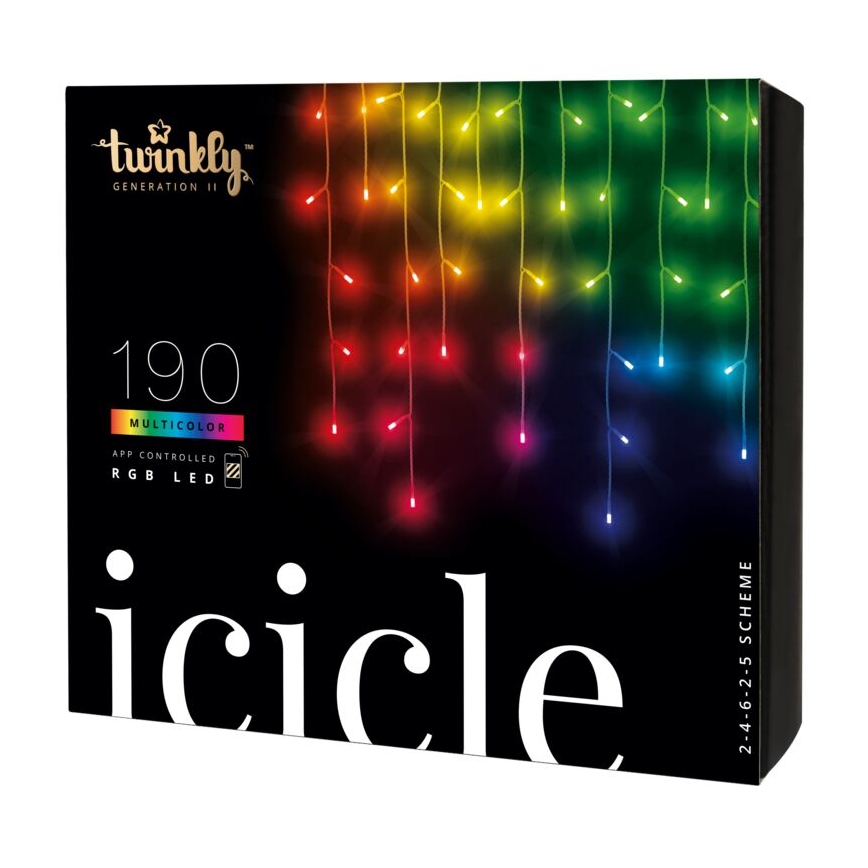 Twinkly - LED RGB Ściemnialna zewnętrzna kurtyna bożonarodzeniowa ICICLE 190xLED 11,5m IP44 Wi-Fi