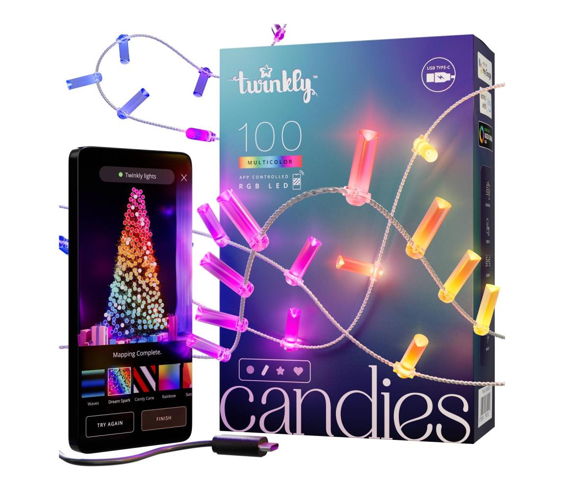 Twinkly TWKC100RGB-T - LED RGB Ściemnialny łańcuch bożonarodzeniowy 100xLED 8 m USB Wi-Fi