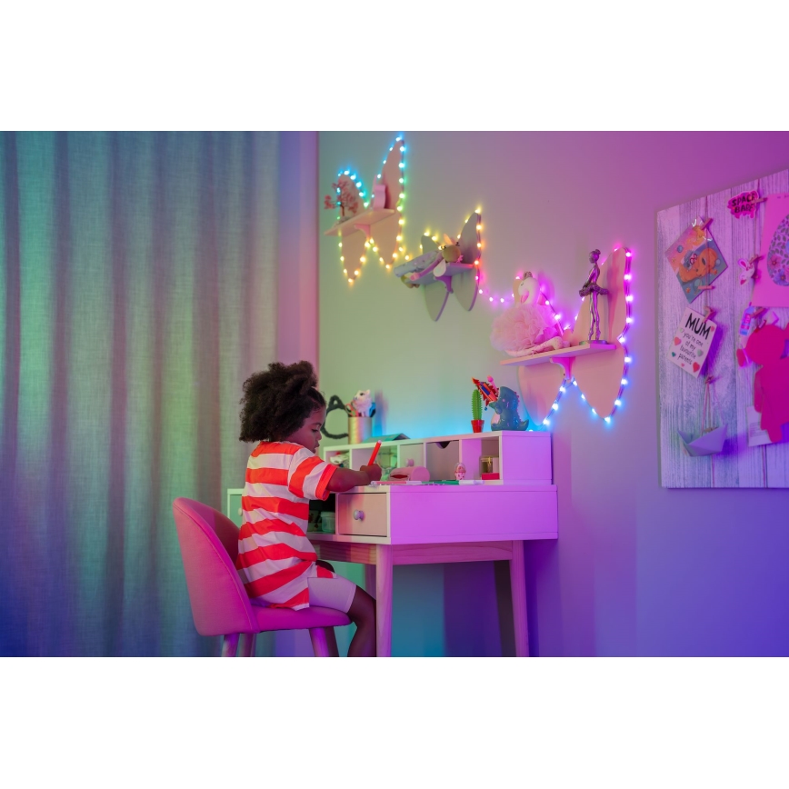 Twinkly - LED RGB ściemnialny łańcuch świetlny CANDIES, 200 diod LED, 14 m, zasilanie USB, Wi‑Fi