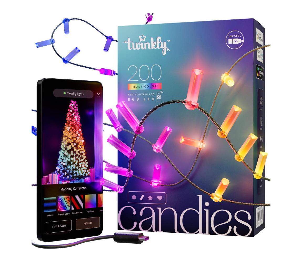 Twinkly TWKC200RGB-G - LED RGB Ściemnialny łańcuch bożonarodzeniowy 200xLED 14 m USB Wi-Fi